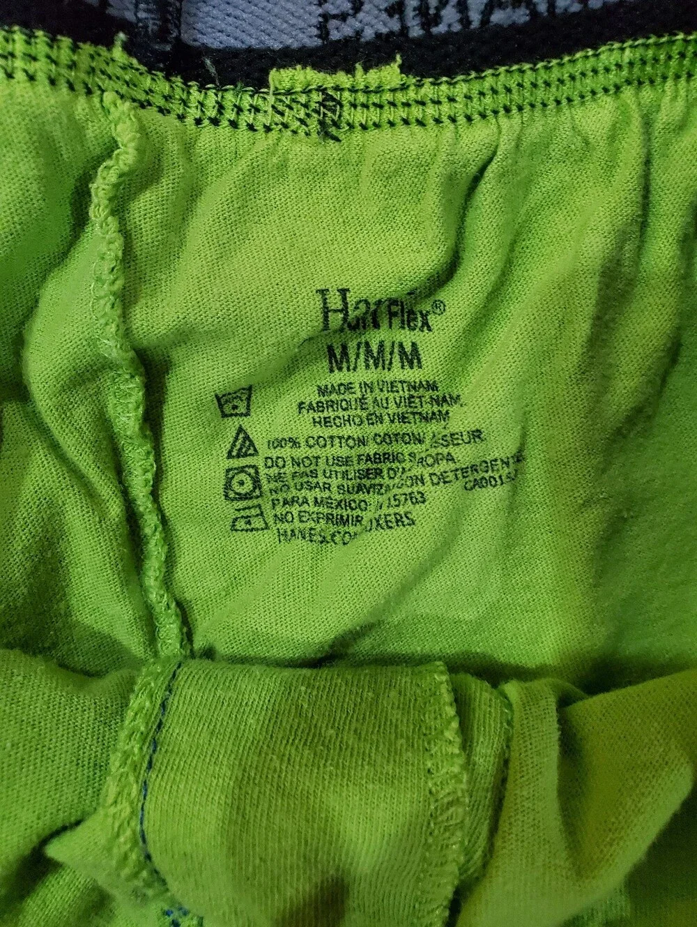 Hanes Men's Neon Green Cotton Boxer Shorts with Black Waistband